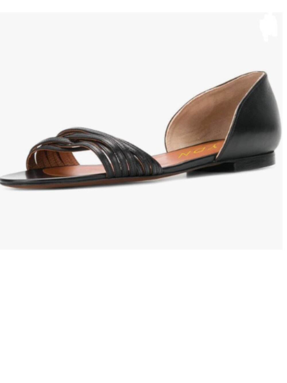 YDN Black Women Open Toe D'Orsay Ballet Flat Sandals Comfort Slip On Summer Shoe